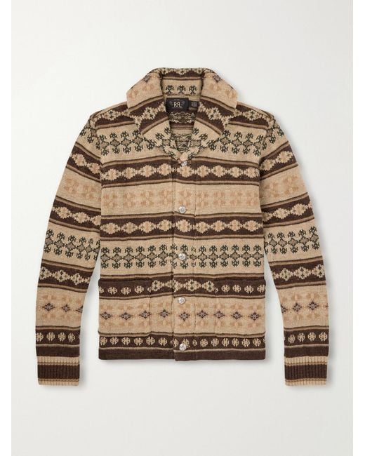 RRL Natural Linen, Silk And Wool-Blend Jacquard Cardigan for men