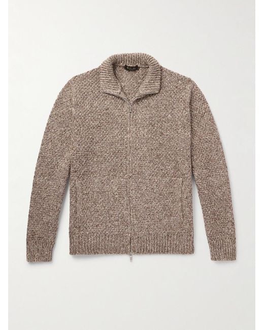 Loro Piana Gray Silk And Cashmere-Blend Zip-Up Cardigan for men
