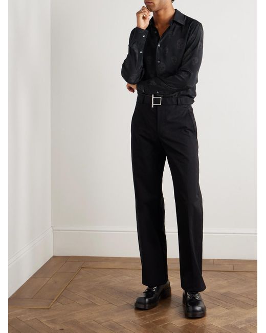 McQueen Blue Printed Satin Shirt for men