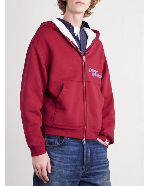 CHERRY LA Red Logo-Print Cotton-Jersey Zip-Up Hoodie for men
