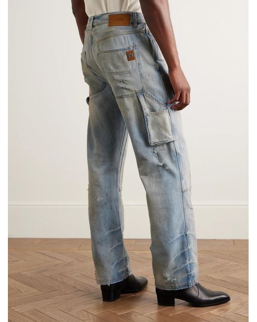 Amiri Blue Carpenter Straight-Leg Distressed Jeans for men