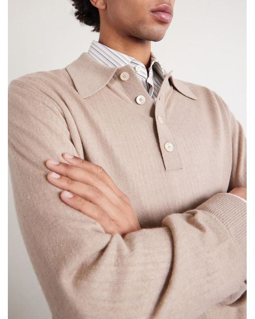 Piacenza 1733 Natural Silk And Cashmere-blend Polo Sweater for men