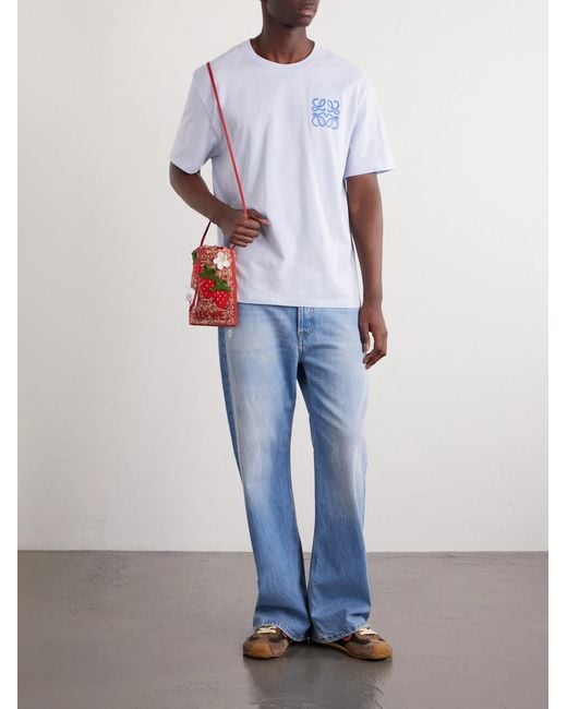 Loewe White Paula's Ibiza Logo-embroidered Cotton T-shirt for men