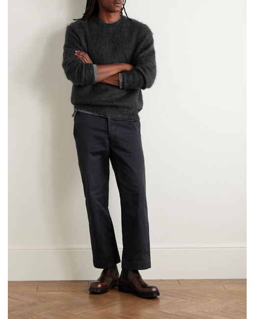 Brushed Mohair And Wool-Blend Sweater di Auralee in Black da Uomo