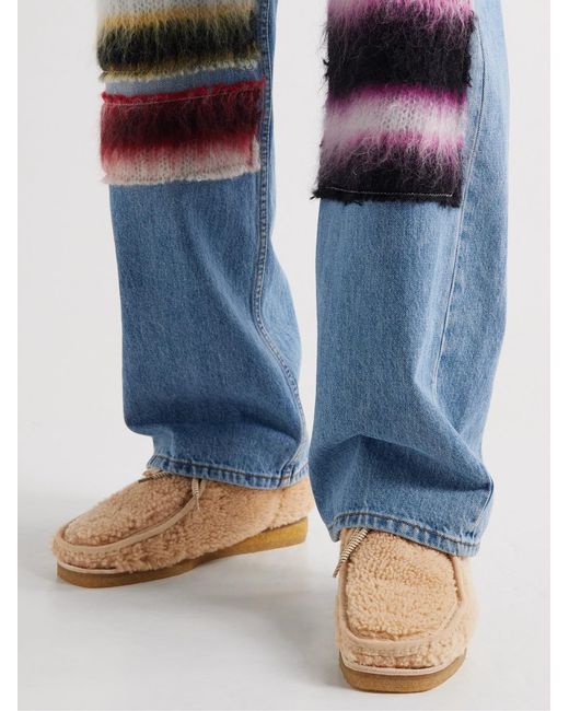 Moncler Genius Natural Clarks 2 Moncler 1952 Wallabee Suede-Trimmed Fleece Chukka Boots for men