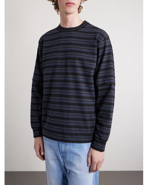 Sacai Blue Striped Cotton-jersey T-shirt for men