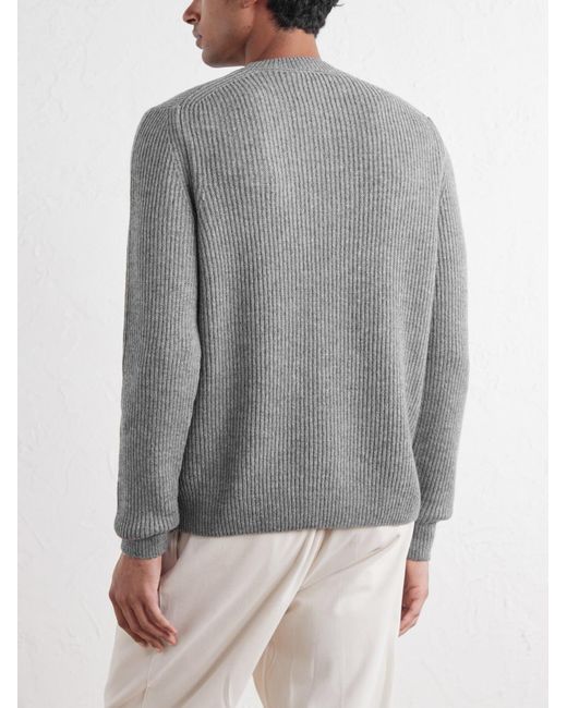 Slowear Gray Zanone Slim-Fit Ribbed Wool Sweater for men