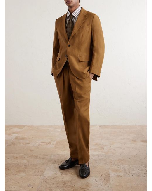 Rubinacci Brown Linen Suit Jacket for men