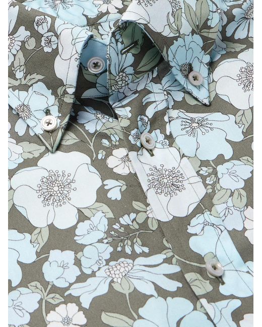 Tom Ford Blue Button-Down Collar Floral-Print Lyocell Shirt for men