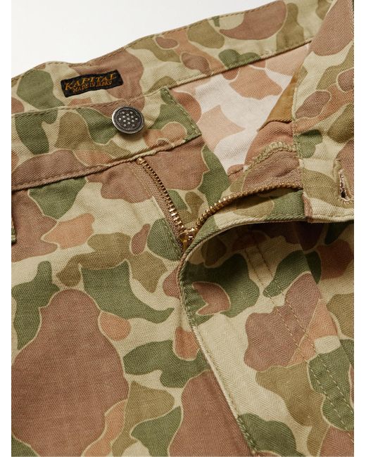 Kapital Brown Port Straight-leg Camouflage-print Herringbone Cotton Trousers for men