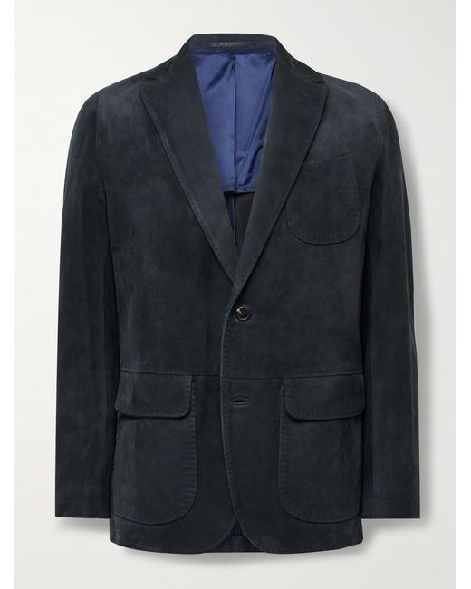 Sid Mashburn Blue Butcher Unstructured Suede Blazer for men