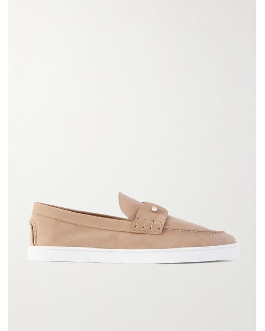 Christian Louboutin White Chambeliboat Nubuck Loafers for men