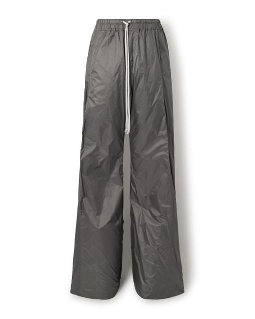 Rick Owens Gray Pusher Wide-Leg Nylon-Canvas Drawstring Trousers for men