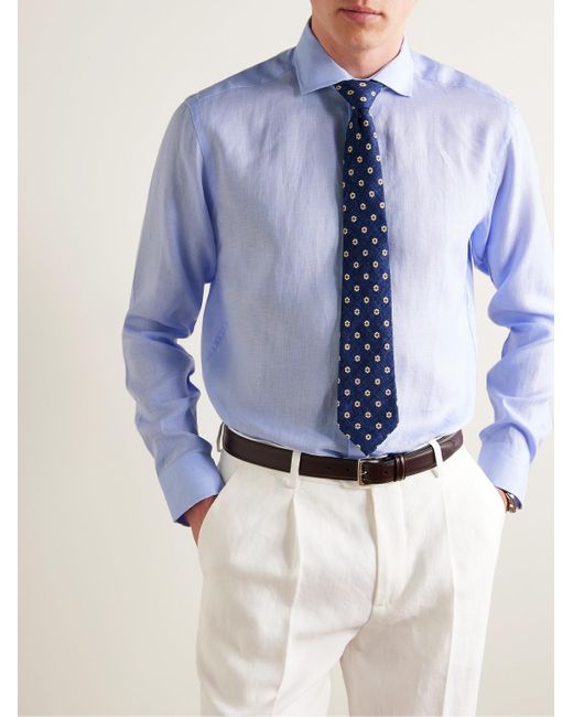 Favourbrook Bridford Hemd aus Leinen mit Cutaway-Kragen in Blue für Herren