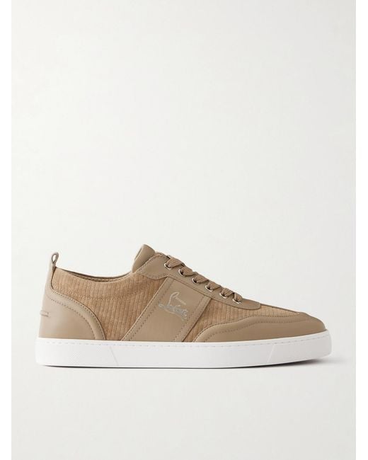 Christian Louboutin Natural Retero Leather-Trimmed Suede Sneakers for men