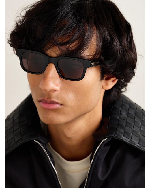 Bottega Veneta Black Rectangular-Frame Acetate Sunglasses for men
