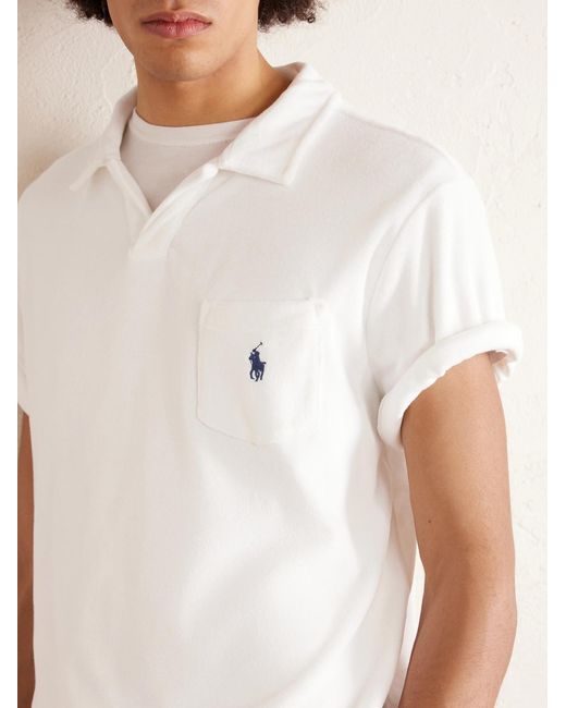 Polo Ralph Lauren White Logo-embroidered Cotton-blend Terry Polo Shirt for men