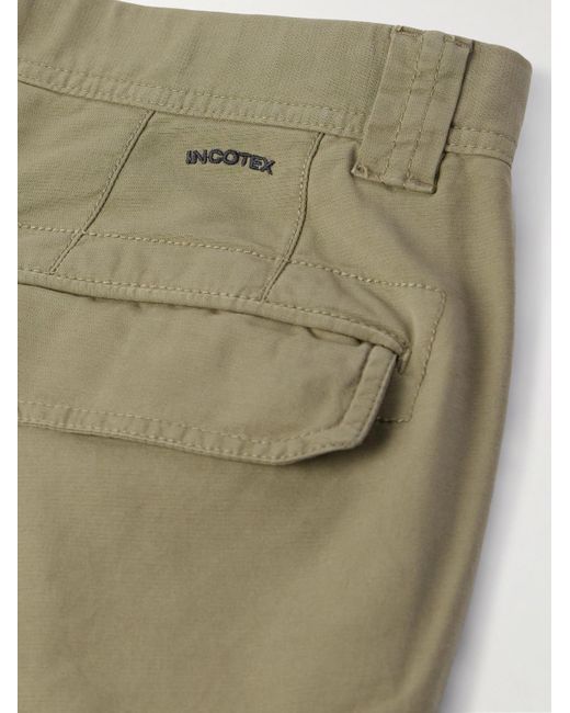 Incotex Green Slim-fit Tapered Stretch-cotton Cargo Trousers for men