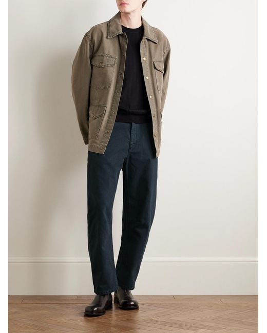 Nili Lotan Blue Emir Straight-Leg Cotton-Blend Twill Trousers for men