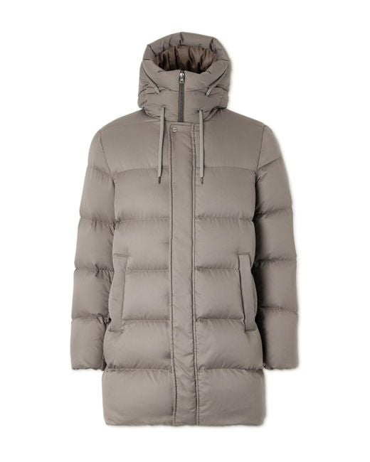 Herno Gray Quilted Twill Hooded Down Jacket for men