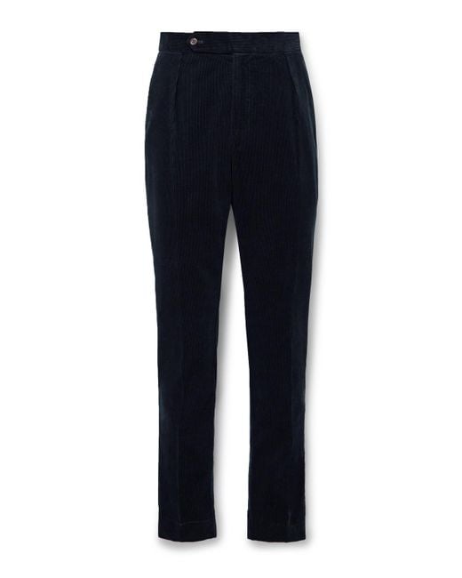 Polo Ralph Lauren Blue Brad Slim-fit Pleated Cotton-corduroy Suit Trousers for men