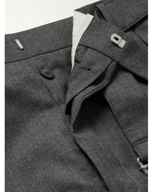 Pantaloni a gamba dritta in twill di lana con pinces e cintura Pierre di Officine Generale in Gray da Uomo