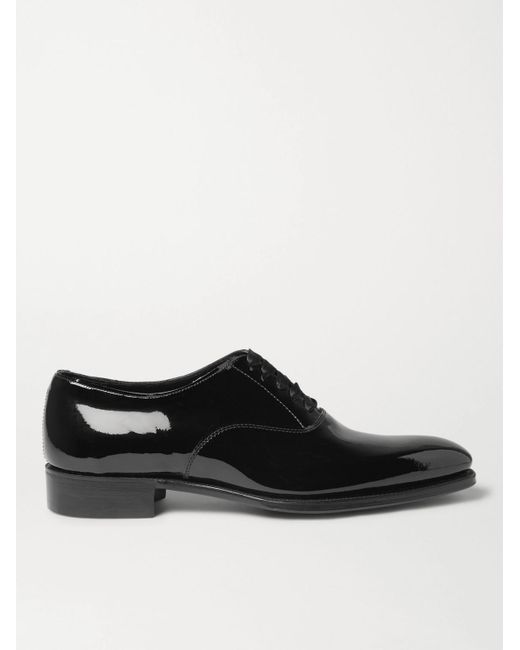 Kingsman Black George Cleverley Patent-Leather Oxford Shoes for men