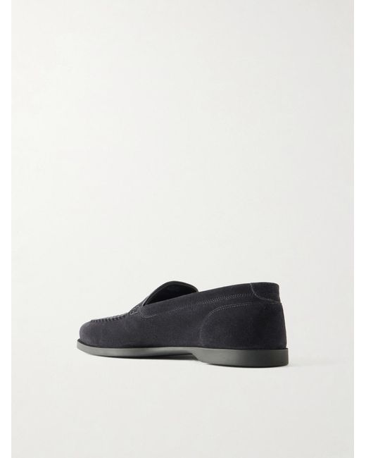 John Lobb White Pace Suede Loafers for men