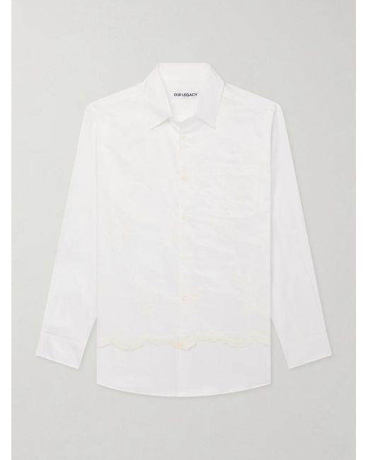 Our Legacy White Vast Layered Embroidered Cotton-poplin Shirt for men