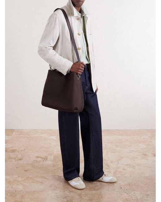 Dries Van Noten Black Leather-Trimmed Canvas Tote for men