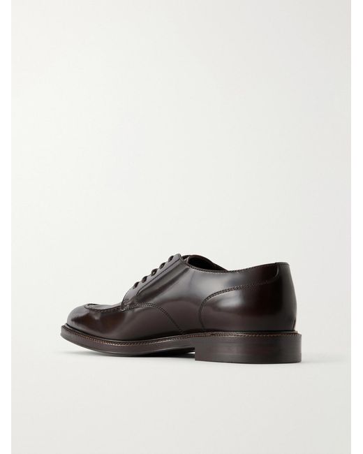 Brunello Cucinelli Brown Leather Derby Shoes for men
