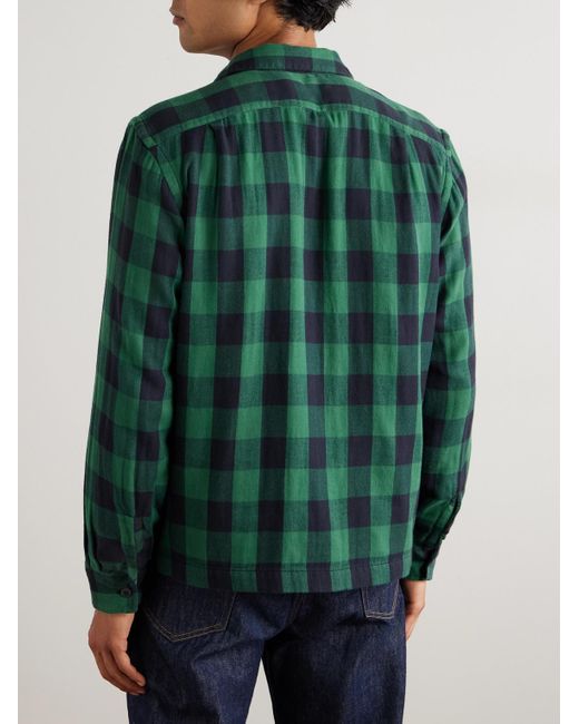 Polo Ralph Lauren Green Logo-Embroidered Checked Cotton-Flannel Overshirt for men