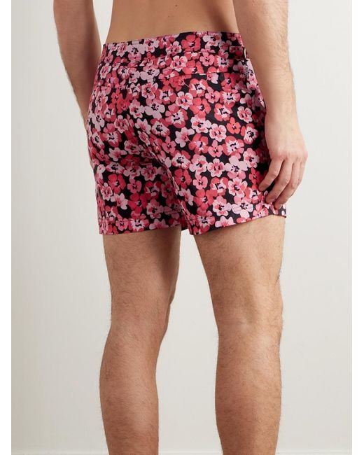 Tom Ford Red Floral-Print Slim-Fit Short-Length Swim Shorts for men