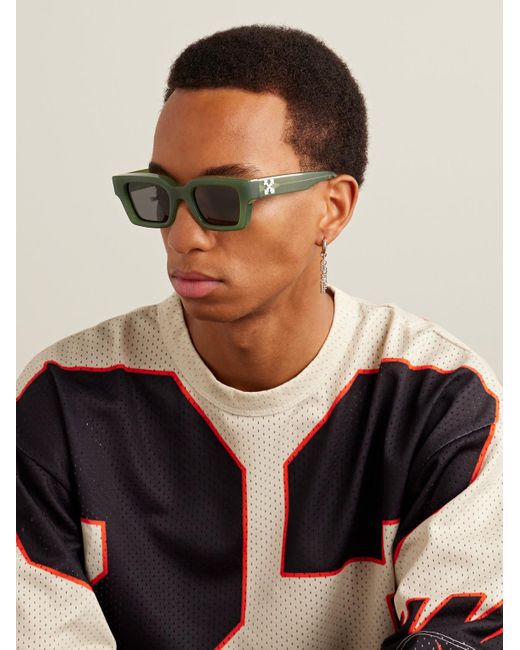 Off-White c/o Virgil Abloh Green Virgil Square-frame Acetate Sunglasses for men