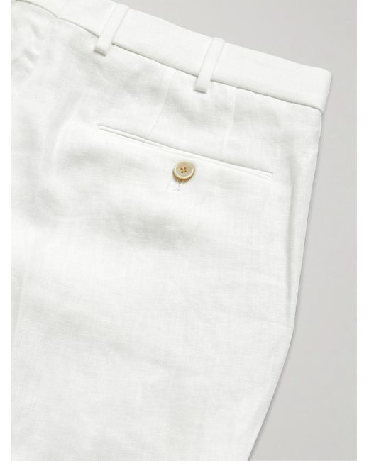 Loro Piana White Carlo Straight-Leg Linen Trousers for men