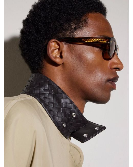 Bottega Veneta Brown Intrecciato Square-frame Acetate And Gold-tone Sunglasses for men