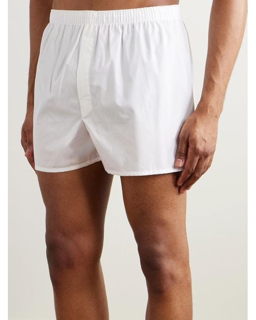 Sunspel White Cotton Boxer Shorts for men