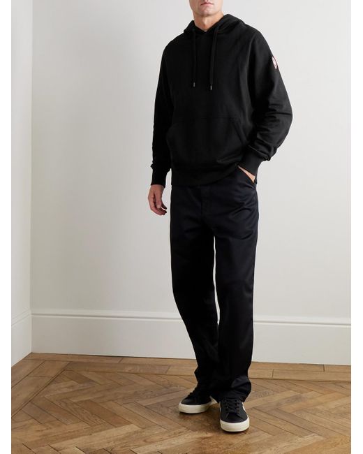 Canada Goose Black Huron Logo-Appliquéd Organic Cotton-Jersey Hoodie for men