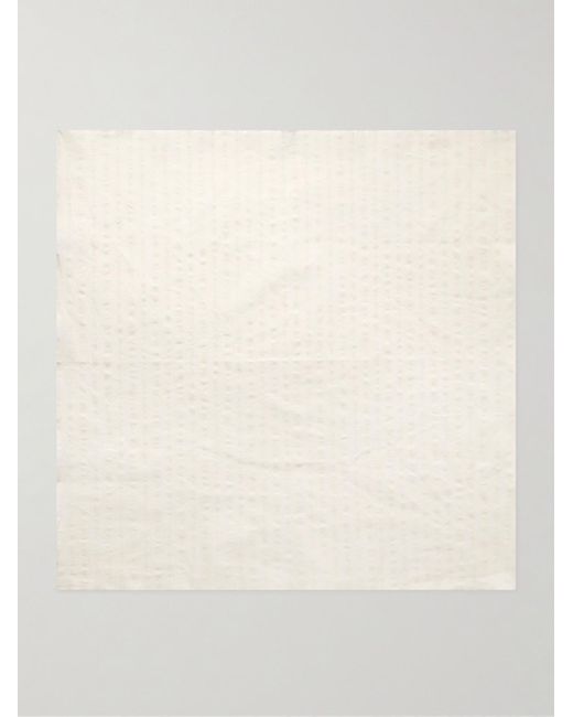 Miles Leon Natural Brazee Striped Tumbled Cotton And Linen-blend Bandana for men