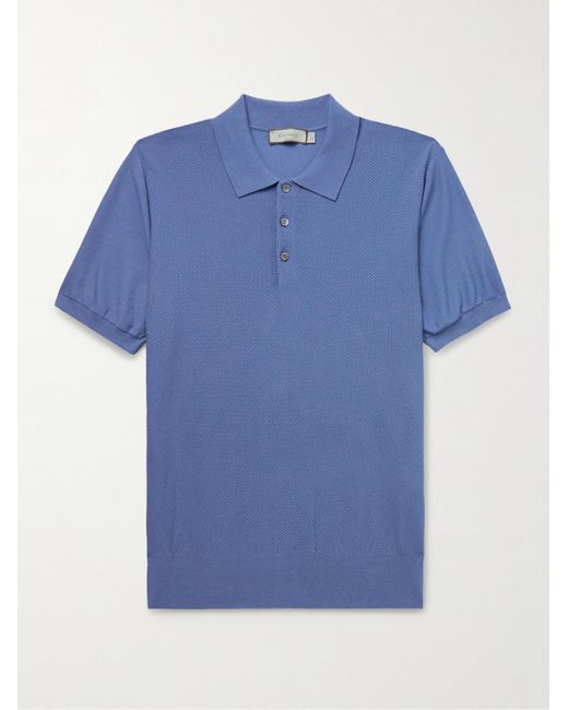 Canali Polohemd aus Baumwoll-Piqué in Blue für Herren