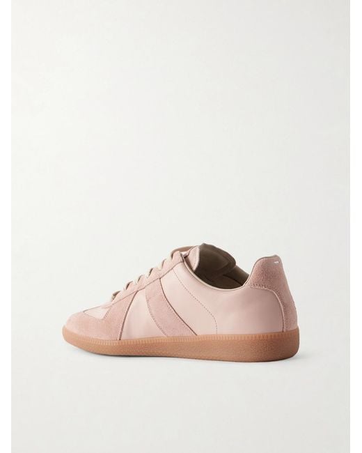 Maison Margiela Pink Replica Leather And Suede Sneakers for men
