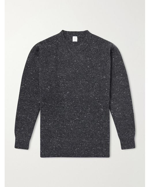 Eleventy Blue Ribbed Wool-Blend Sweater for men