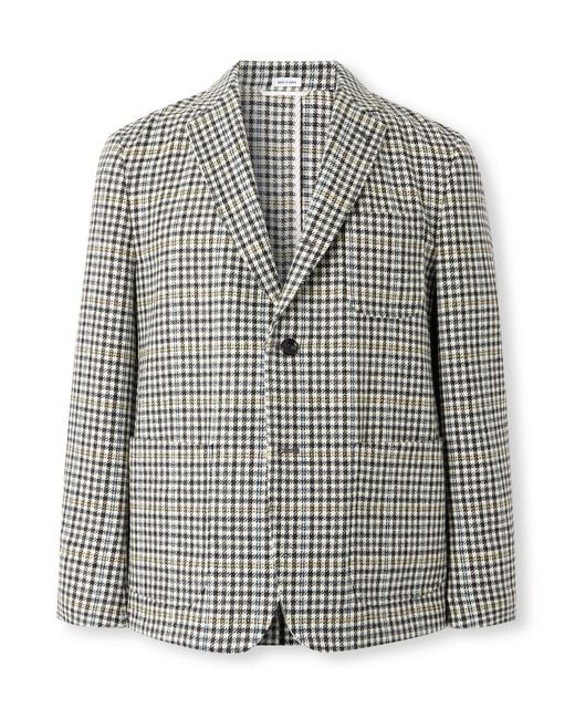 Thom Browne Gray Unstructured Checked Houndstooth Wool-tweed Blazer for men