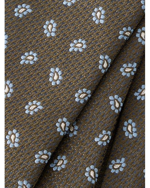 Zegna White 8Cm Paisley-Jacquard Silk Tie for men