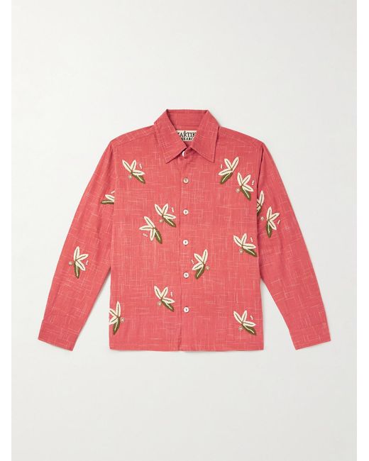Kartik Research Box Embellished Embroidered Cotton Shirt for men