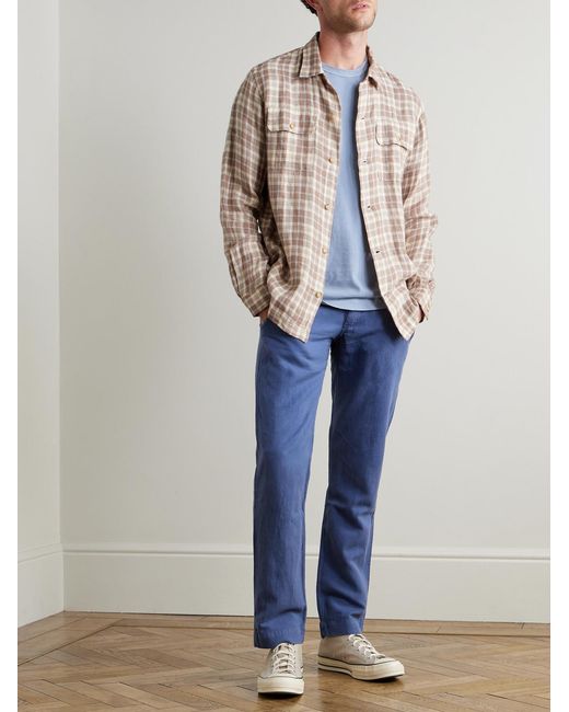 Polo Ralph Lauren Blue Straight-Leg Linen And Cotton-Blend Trousers for men