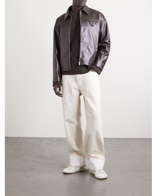 Bottega Veneta Black Leather Blouson Jacket for men