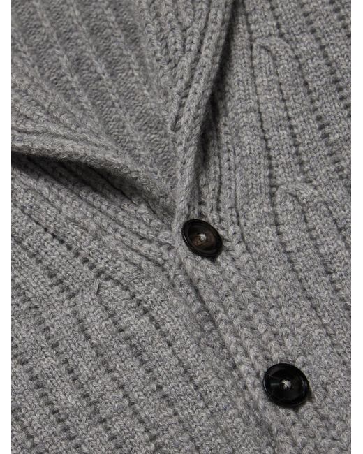 Tom Ford Cardigan aus einer gerippten Woll-Kaschmirmischung mit Schalkragen in Gray für Herren