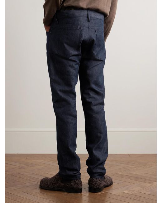 Gabriela Hearst Blue Anthony Slim-Fit Straight-Leg Cotton And Linen-Blend Chambray Trousers for men