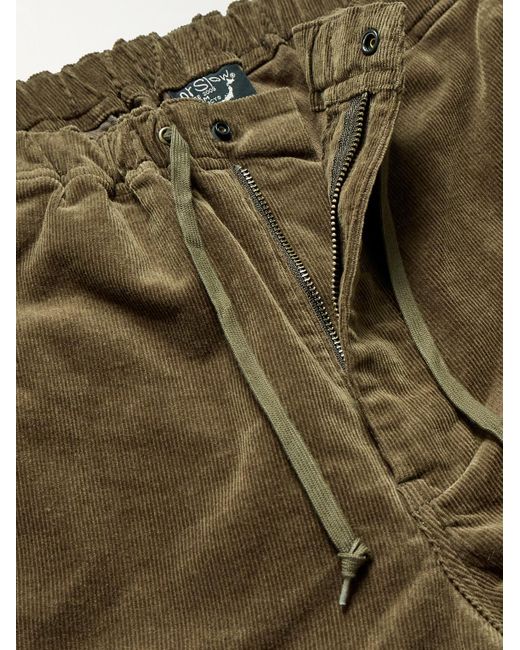 Orslow Green New Yorker Straight-leg Cotton-blend Corduroy Drawstring Trousers for men